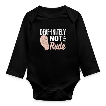 Deaf Pride ASL Gebärdensprache - Baby Bio-Langarm-Body - Schwarz - Vorne