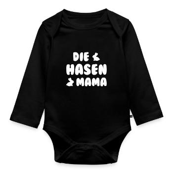 Die Hasen Mama Hase Kaninchen Mutter Haustier - Baby Bio-Langarm-Body - Schwarz - Vorne