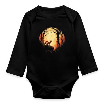 Fox Forest Moon Fable Mythical Fairy Tale - Organic Longsleeve Baby Bodysuit - black - Front