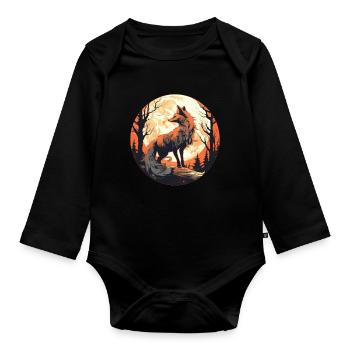 Fox Forest Moon Fable Mythical Fairy Tale - Organic Longsleeve Baby Bodysuit - black - Front