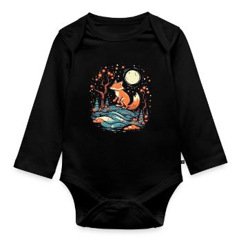 Fox Forest Moon Fable Mythical Fairy Tale - Organic Longsleeve Baby Bodysuit - black - Front