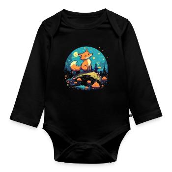 Fox Forest Moon Fable Mythical Fairy Tale - Organic Longsleeve Baby Bodysuit - black - Front