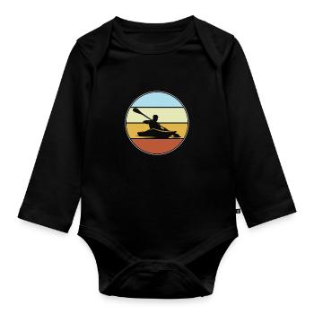 Canoe Retro - Organic Longsleeve Baby Bodysuit - black - Front