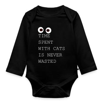 Cadeaux Funny Cat Dictons pour les amoureux des chats - Body Bébé bio manches longues - noir - Devant