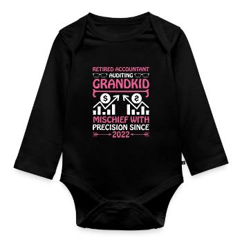 Grand-mère à la retraite Pensioner Comptable Banque - Body Bébé bio manches longues - noir - Devant