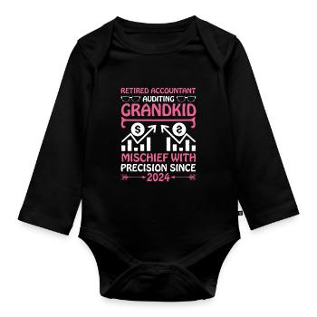 Grand-mère à la retraite Pensioner Comptable Banque - Body Bébé bio manches longues - noir - Devant