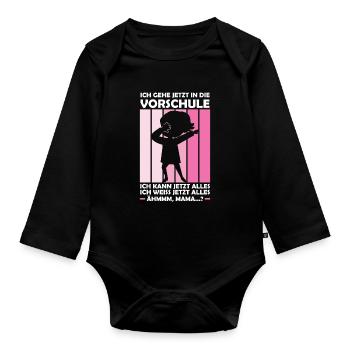 Vorschule Dabbing Vorschüler Geschenk - Baby Bio-Langarm-Body - Schwarz - Vorne