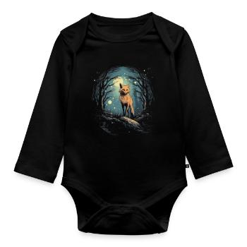 Fox Forest Moon Fable Mythical Fairy Tale - Organic Longsleeve Baby Bodysuit - black - Front
