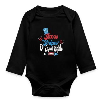 Terre de la liberté à cause des braves - Body Bébé bio manches longues - noir - Devant