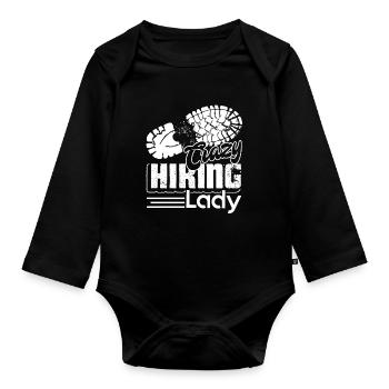 Hiking Crazy Hiking Lady - Organic Longsleeve Baby Bodysuit - black - Front
