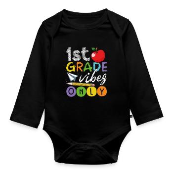 Only first-class moods - Organic Longsleeve Baby Bodysuit - black - Front