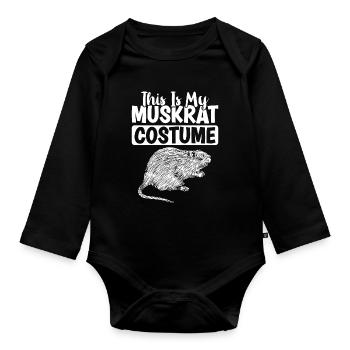 Retro Bisamratte - Baby Bio-Langarm-Body - Schwarz - Vorne