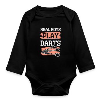 Darts Guys - Organic Longsleeve Baby Bodysuit - black - Front