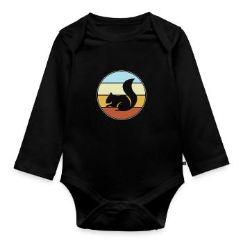 Écureuil Rétro - Body Bébé bio manches longues - noir - Devant