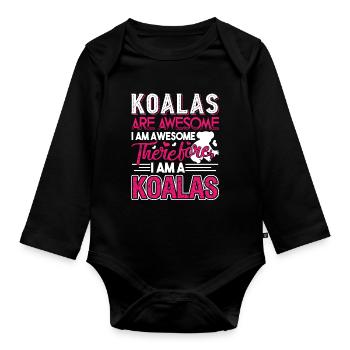 Koala Koalas Are Awesome - Organic Longsleeve Baby Bodysuit - black - Front