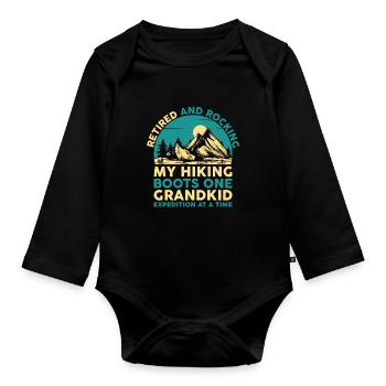 Randonnée Grand-mère retraitée Retraitée Pension Hiker Tre - Body Bébé bio manches longues - noir - Devant