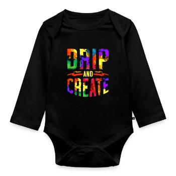 Fluid Painting Flüssiges Malen Drip And Create - Baby Bio-Langarm-Body - Schwarz - Vorne