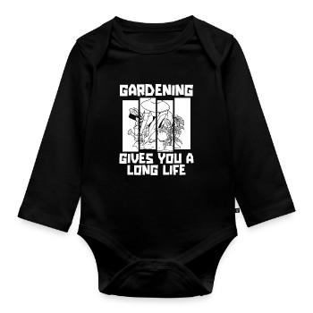 Hobby gardener garden garden grandpa - Organic Longsleeve Baby Bodysuit - black - Front