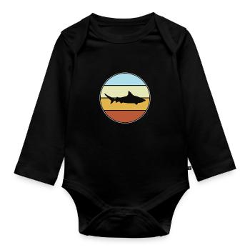Hai Retro - Baby Bio-Langarm-Body - Schwarz - Vorne