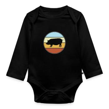 Cochon Rétro - Body Bébé bio manches longues - noir - Devant