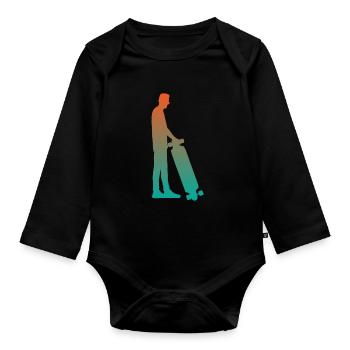 Skater Skateboard Fahrer Skateboardfahrer - Baby Bio-Langarm-Body - Schwarz - Vorne