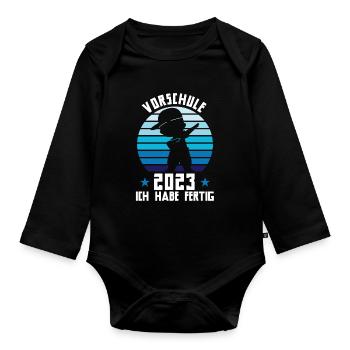 Vorschule 2023 Dabbing Vorschüler Geschenk - Baby Bio-Langarm-Body - Schwarz - Vorne