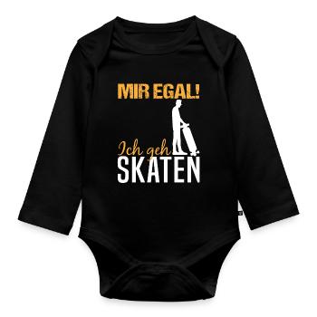 Skater Skateboard Fahrer Skaten Spruch Geschenk - Baby Bio-Langarm-Body - Schwarz - Vorne