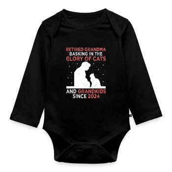Amoureux des chats Grand-mère retraitée Retraité Propriétaire de chat Chat - Body Bébé bio manches longues - noir - Devant