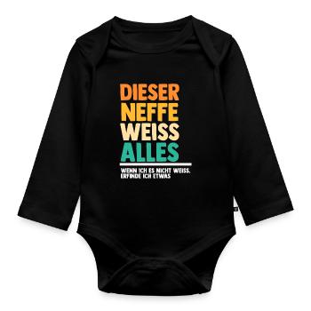 Neffe - Baby Bio-Langarm-Body - Schwarz - Vorne