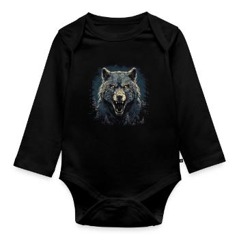 Mythe du chien-loup-garou, Cerberus, Hellhound - Body Bébé bio manches longues - noir - Devant