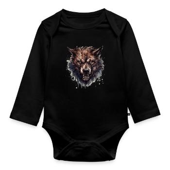 Mythe du chien-loup-garou, Cerberus, Hellhound - Body Bébé bio manches longues - noir - Devant