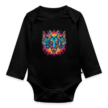 Dog Wolf Werewolf Cerberus Hellhound myth - Organic Longsleeve Baby Bodysuit - black - Front