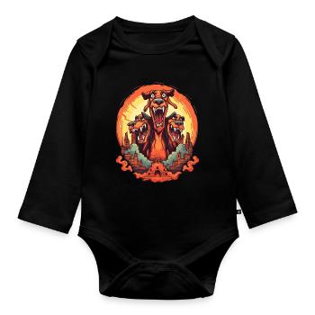 Dog Wolf Werewolf Cerberus Hell Myth Mythical - Organic Longsleeve Baby Bodysuit - black - Front
