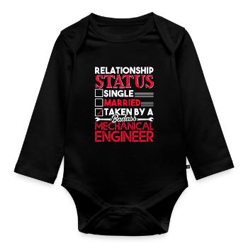Mechanical Engineer Relationship Status - Organic Longsleeve Baby Bodysuit - black - Front