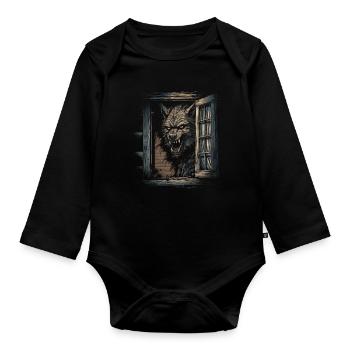 Mythe du chien-loup-garou, Cerberus, Hellhound - Body Bébé bio manches longues - noir - Devant