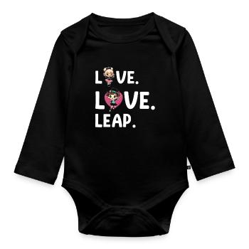 Gymnastik Design für Taktstock drehen - Baby Bio-Langarm-Body - Schwarz - Vorne