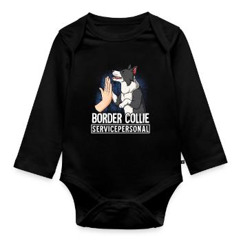 Border Collie - Organic Longsleeve Baby Bodysuit - black - Front