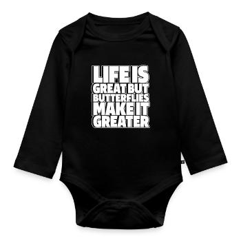 Hobby Gardener Garden Garden Butterflies - Organic Longsleeve Baby Bodysuit - black - Front