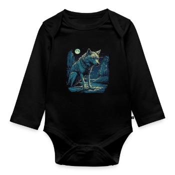 Hund Wolf Werwolf Cerberus Höllenhund mythos - Baby Bio-Langarm-Body - Schwarz - Vorne