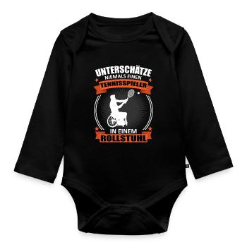 Rollstuhltennis Rollstuhl Tennis Cooler Spruch - Baby Bio-Langarm-Body - Schwarz - Vorne