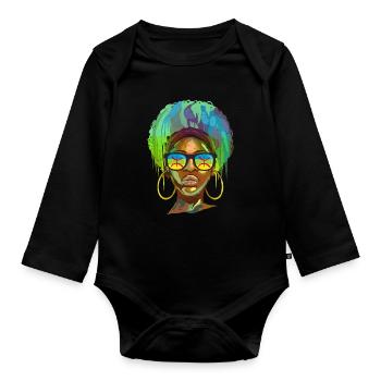 Amazigh - Baby Bio-Langarm-Body - Schwarz - Vorne