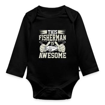 Ce pêcheur est génial - Body Bébé bio manches longues - noir - Devant
