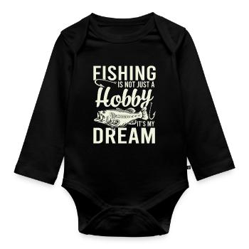 La pêche n’est pas seulement un passe-temps, c’est mon rêve - Body Bébé bio manches longues - noir - Devant