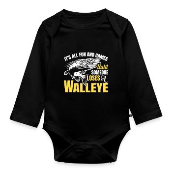 It's all fun and games until someone finds a walle - Organic Longsleeve Baby Bodysuit - black - Front