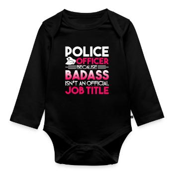 Police Officer Police Officer Job Title - Organic Longsleeve Baby Bodysuit - black - Front