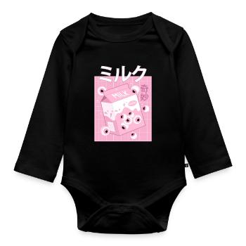 Weirdcore Ästhetisch Japanisch Kawaii Niedlich Mil - Baby Bio-Langarm-Body - Schwarz - Vorne