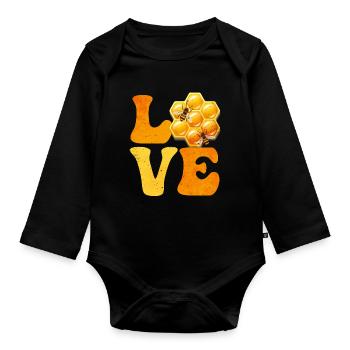 Imkerei Imker Honig Bienen Honig - Baby Bio-Langarm-Body - Schwarz - Vorne