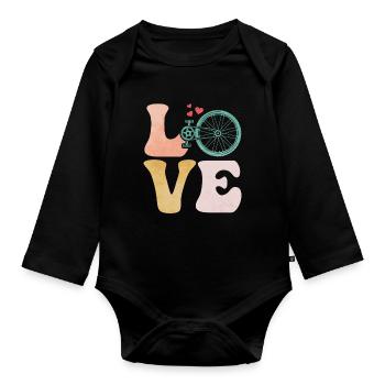Fahrradfahren Biker - Baby Bio-Langarm-Body - Schwarz - Vorne