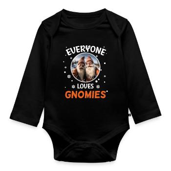 Everybody loves gnomes, dwarves, Santa Claus - Organic Longsleeve Baby Bodysuit - black - Front