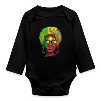 Benin - Baby Bio-Langarm-Body - Schwarz - Vorne